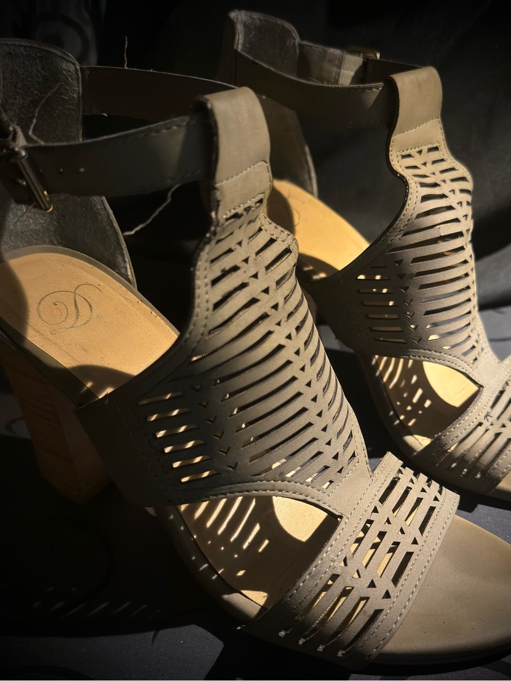 Olive green block heels